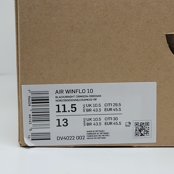 NIKE AIR WINFLO 10 Men's Size 11.5 Running Shoes DV4022-002 Black/Red New - Picture 5 of 11